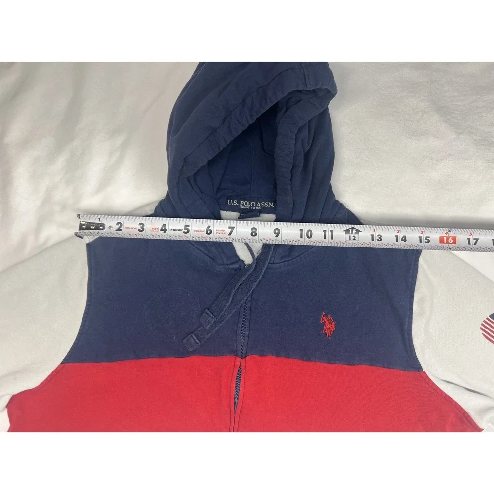 U.S. Polo Assn. Men's Small Zip Up Hoodie Tricolor (Red, White & Blue) - Picture 8 of 8